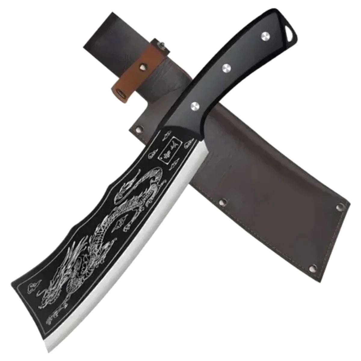 Cuchillo Samurai Dragon DRAKO con funda de cuero
