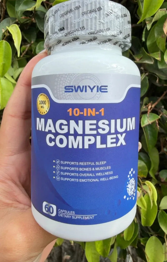 Foto real del frasco de Complejo de Magnesio 10 en 1, 1000 mg, 60 capsulas