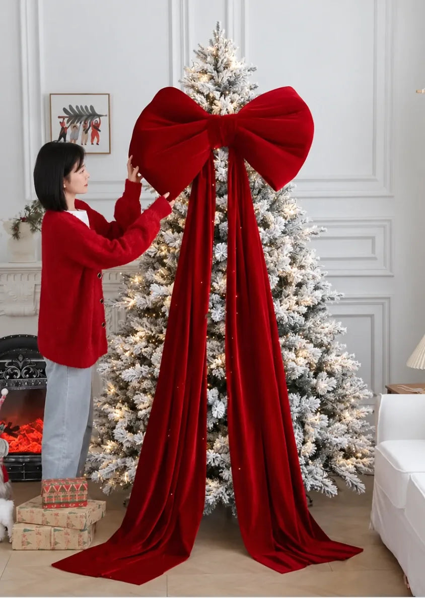 Árbol nevado 2.10m con lazo navideño