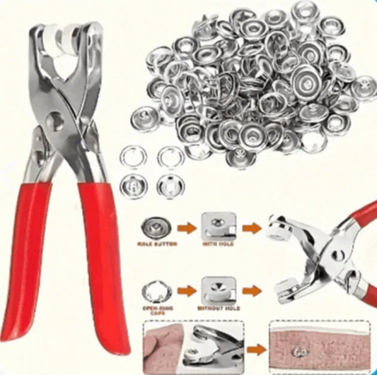 Alicate fijador de broches SNAPFIX con 100 botones de presion