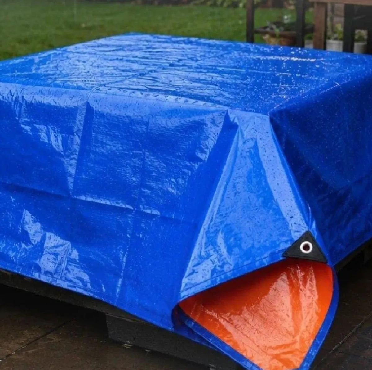 Lona impermeable TOLDEX 3x4 m azul con reverso naranja